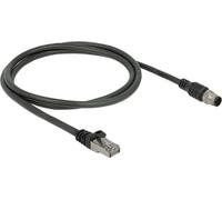DELOCK Cable RJ45 > M12 plug 8 pin A-coded Cat.5e SFTP 1M