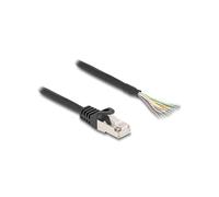 DeLOCK Câble RJ50 mâle vers fils S/FTP 3m noir - AWG26, gaine Nylon/PVC, blindage S-STP, conforme CE, pour applications de contrôle et mesure