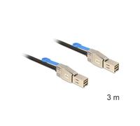 DeLOCK Câble SAS 83396 - Mini SAS HD x 4 (SFF 8644) Mâle/Mâle - Longueur 3m - Noir et Argent - Spécification SAS pour stockage et serveurs