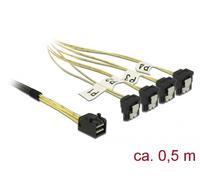 DELOCK Câble SAS MiniSAS HD SFF-8643 > 4xSATA 7Pin gew. 0.5m
