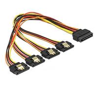 DeLock Câble SATA 15 broches mâle 4 x SATA femelle 15 broches Noir/rouge