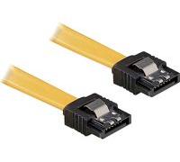 Delock Cable SATA - Câble SATA - Serial ATA 150/300 - SATA (F) pour SATA (F) - 70 cm - verrouillé, connecteur droite - jaune