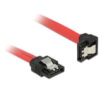 Delock - Câble SATA - Serial ATA 150/300/600 - SATA (M) pour SATA (M) - 50 cm - verrouillé, connecteur à 90 ° - rouge