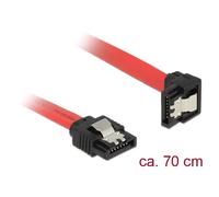 Delock - Câble SATA - Serial ATA 150/300/600 - SATA (M) pour SATA (M) - 70 cm - verrouillé, connecteur à 90 ° - rouge
