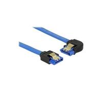 Delock - Câble SATA - Serial ATA 150/300/600 - SATA (R) angle gauche pour SATA (R) droit - 30 cm - verrouillé - bleu