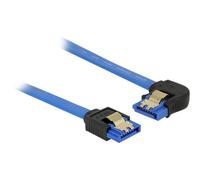 Delock - Câble SATA - Serial ATA 150/300/600 - SATA (R) droit pour SATA (R) angle gauche - 50 cm - verrouillé - bleu