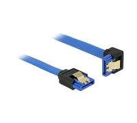 Delock - Câble SATA - Serial ATA 150/300/600 - SATA (R) droit pour SATA (R) angle vers le bas - 70 cm - verrouillé - bleu