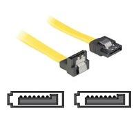 Delock - Câble SATA - Serial ATA 150/300 - SATA (F) pour SATA (F) - 30 cm - connecteur à angle vers le bas, verrouillé, connecteur droite - jaune