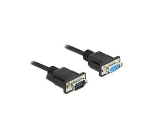 DeLOCK Câble Serial RS-232 D-Sub9 Mâle/Femelle 2m Noir - Connecteurs Mini D-Sub9 - PVC - Rallonge pour Modem, Imprimante, Instruments de Mesure