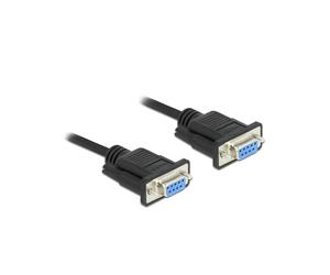 DeLOCK Câble Serial RS-232 Sub-D9 Femelle à Femelle 1m Null-Modem - Connecteurs D-Sub9 Compacts - PVC Noir - Réf. 86608