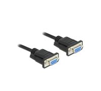 DeLOCK Câble Serial RS-232 Sub-D9 Femelle/Femelle Null-Modem 3m - Connecteurs Mini D-Sub9 (44 x 33,3 x 15 mm) - PVC Noir - Réf. 86606