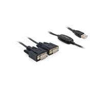 DeLOCK Câble Série 2x RS232 vers USB 2.0 Noir - Réf. 61886 - Liaison Série via USB pour systèmes compatibles