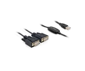 DeLOCK Câble Série 2x RS232 vers USB 2.0 Noir - Réf. 61886 - Liaison Série via USB pour systèmes compatibles