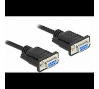 DeLOCK Câble Série RS-232 Null Modem DB9 Femelle/Femelle, Full Handshaking, 10m, Contacts Or, AWG28, Diamètre 5mm, Connecteurs Mini D-Sub9