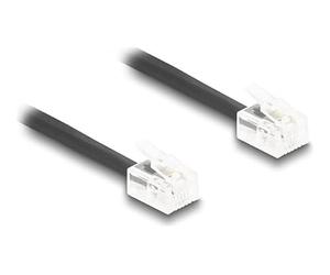 Delock Câble téléphonique spiralé RJ11 à RJ11 noir 1m