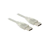 DeLOCK Câble USB 2.0 A-A 3m Transparent - Connecteurs Mâle/Mâle, 480 Mbit/s, AWG 28, Double Blindage - Réf. 83890