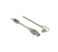 DeLOCK Câble USB 2.0 A/B 2m, M/M, Argent/Transparent, 480 Mbit/s, AWG 24/28, Double Blindage, avec Ferrite, Diamètre 4mm