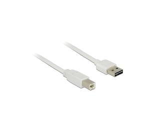 DeLOCK Câble USB 2.0 A Mâle vers B Mâle EASY-USB, 3m, Blanc, AWG 24/28, Connecteurs droits, Référence 85154