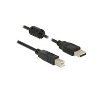 DeLOCK Câble USB 2.0 A vers B, 0.5m, M/M, Noir, 480 Mbit/s, Contacts Nickel/Or, Double Blindage, AWG 24/28, Diamètre 4mm