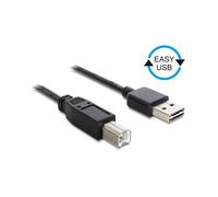 DeLOCK Câble USB 2.0 A vers B Mâle/Mâle 3m Noir - Connecteurs plaqués Or - Référence 83360