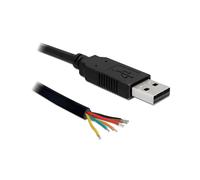 DeLOCK Câble USB 2.0 / TTL 6, connecteur USB mâle, 1.8m, noir, compatible Windows/macOS/Linux, réf. 83117