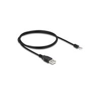 DeLOCK Câble USB 2.0 Type-A Mâle vers 4 Fils - 1m, Noir, AWG28, Diamètre 3mm, PVC - Connecteur Droit, Industriel/DIY - Réf. 64184