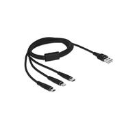 DeLOCK Câble USB 2.0 Type-A vers Lightning/Micro USB-B/USB Type-C, 1m, Noir, 5V/3A, AWG22