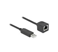 DeLOCK Câble USB 2.0 Type-A vers RS-232 RJ45 Femelle Chipset FTDI, 0.5m, Noir pour Console CISCO, Routeurs et Switches