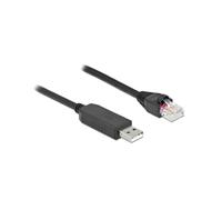 DeLOCK Câble USB 2.0 Type-A vers RS-232 RJ45 Mâle, Chipset FTDI, 25 cm, Noir - Pour Console Routeurs/Switchs/Points d'accès CISCO (Réf. 64158)