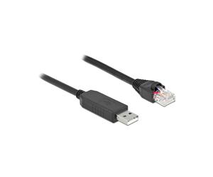 DeLOCK Câble USB 2.0 Type-A vers RS-232 RJ45 mâle Chipset FTDI 50cm Noir pour Console Routeur/Switch/Point d'accès - Réf. 64159