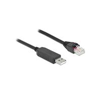 DeLOCK Câble USB 2.0 Type-A vers RS-232 RJ45 mâle, Chipset FTDI, Longueur 2m, Noir, pour Console Routeur/Switch, Réf: 64161