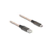 DeLOCK Câble USB 2.0 Type-A vers USB Type-C Mâle/Mâle 1m, AWG 30/22, Contacts Or, Éclairage RGB, 480 Mbit/s, 5V 3A