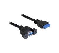 DeLOCK Câble USB 3.0 0.5m A vers IDC Noir - Connecteur USB Type-A - Longueur 500mm - Connecteur 19-p