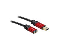 Delock Câble USB USB 3.2 Gen1 USB-A mâle, USB-A femelle 3.00 m rouge, noir contacts dorés, certifié UL 105905