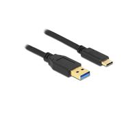 DeLOCK Câble USB 3.2 Gen 1 (3.1 Gen 1) Type-A vers USB Type-C, 2m, Noir, 5 Gbit/s, AWG 22/30, Diamètre 4.5mm, Réf. 84004