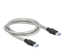 DeLOCK Câble USB 3.2 Gen 1 Type-A mâle vers Type-A mâle avec gaine métallique 1 m, 1 m, USB A, USB A, USB 3.2 Gen 1 (3.1 Gen 1), 5 Gbit/s, Argent