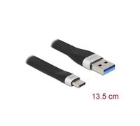 DeLOCK Câble USB 3.2 Gen 1 Type-A vers USB Type-C FPC 13.5cm, Transfert 5 Gbit/s, PD 3A, Noir, Référence 85771