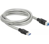 DeLOCK Câble USB 3.2 Gen 2 mâle Type-A vers mâle Type-B avec gaine métallique 2 m, 2 m, USB A, USB B, USB 3.2 Gen 1 (3.1 Gen 1), 5 Gbit/s, Argent