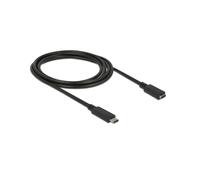 DeLOCK Câble USB 85542 : USB-C Mâle vers USB-C Femelle, USB 3.2 Gen 1 (5 Gbps), 2m, Noir, Diamètre 4.5mm, Courant Max 3A