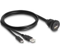 DeLock Câble USB-C/USB-A femelle vers USB-C/USB-A mâle encastrable 1 m