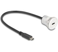 Delock Câble USB-C USB-C® mâle, USB-C® femelle 0.30 m noir, argent rond 88183