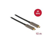 DeLOCK Câble USB-C vers USB-C Optique Actif 4K 60Hz 10m, USB 3.2 Gen 1, 21.6 Gbit/s, Diamètre 5.4mm, Noir, Réf. 84103
