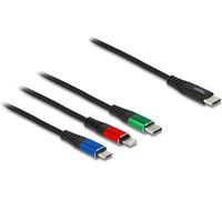 DeLock Câble USB 3-en-1 1 m – USB-C vers Lightning/Micro USB/USB-C – Noir