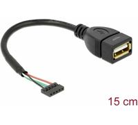 Delock Câble USB USB 2.0 Prise USB sur poteau, USB-A femelle 0.15 m noir 84831