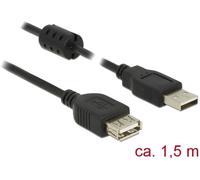Delock Câble USB USB 2.0 USB-A mâle, USB-A femelle 1.50 m noir avec noyau en ferrite 84884