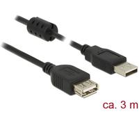 Delock Câble USB USB 2.0 USB-A mâle, USB-A femelle 3.00 m noir avec noyau en ferrite 84886