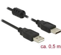 DeLOCK 0.5m, 2xUSB 2.0-A câble USB 0,5 m USB 2.0 USB A Noir