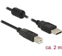 DeLock Câble USB 2.0 USB-A mâle vers USB-B mâle 2,00 m noir noyau en ferrite 84897