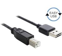 Delock Câble USB USB 2.0 USB-A mâle, USB-B mâle 3.00 m noir connecteur utilisable des deux cotés, contacts dorés, certifié UL 83360