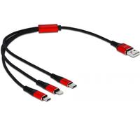 Delock Câble USB USB 2.0 USB-A mâle, USB-C® mâle, USB-Micro-B mâle, Connecteur Lightning 0.30 m noir, rouge 85891